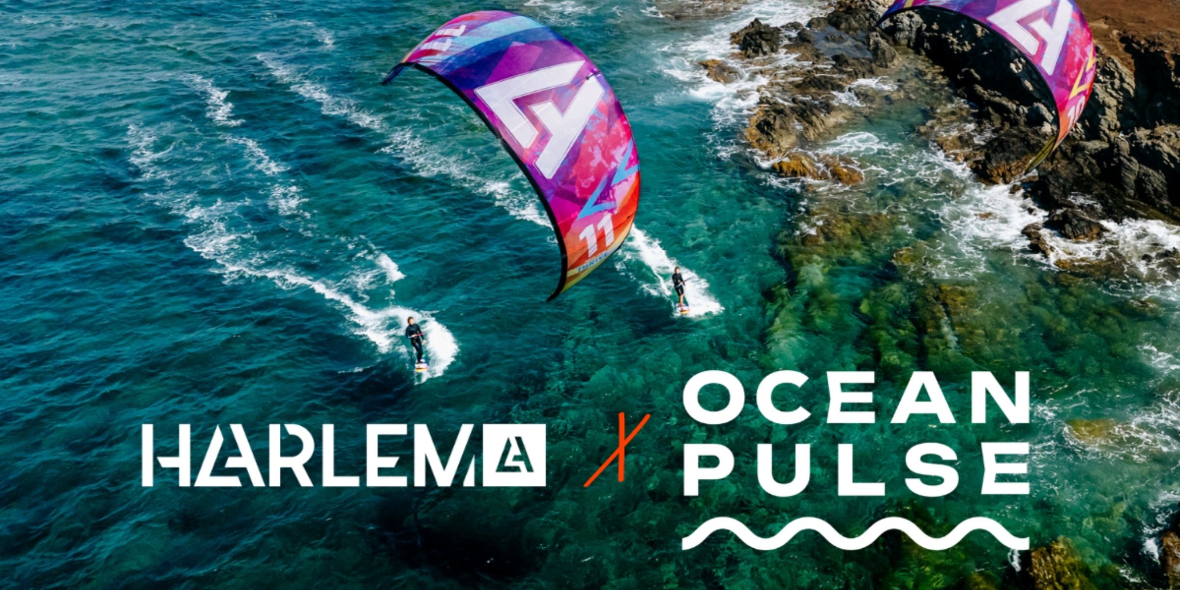 Harlem and OceanPulse Banner for Partnership. Logos and Kites on it